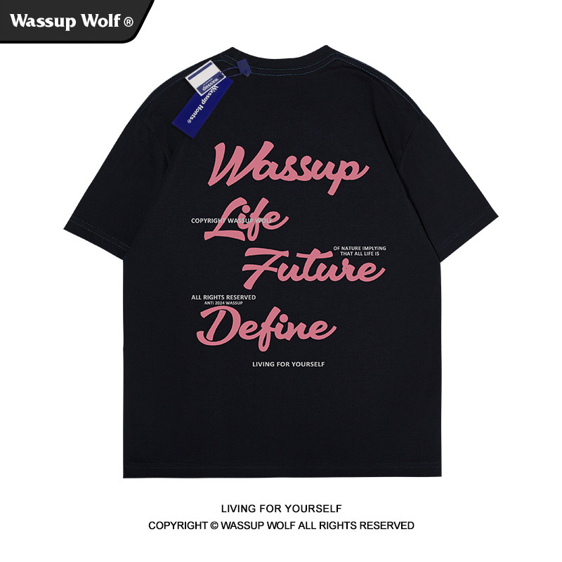 wassupwolf重磅纯棉短袖