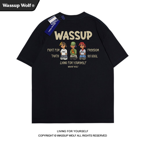 wassupwolf重磅纯棉短袖