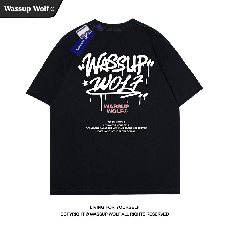 wassupwolf重磅纯棉短袖