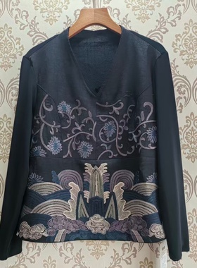 2025春秋冬新款民族风刺绣加绒打底衫女宽松大码长袖上衣国风复古