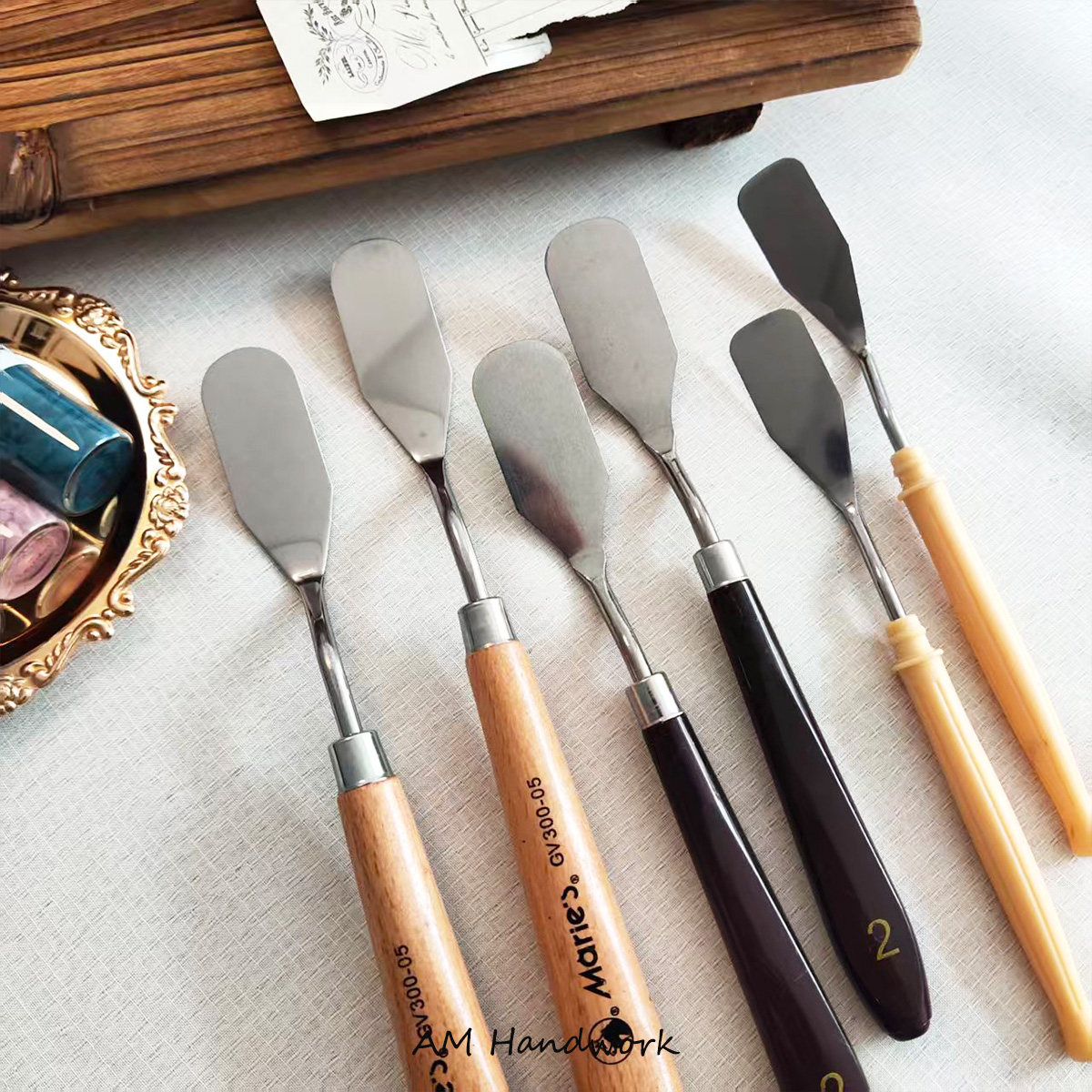 美术艺术颜料平头刮刀不锈钢质油画调色junkjournal手账软性刮刀