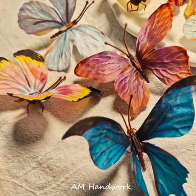 仿真立体蝴蝶junkjournal复古手账材料精致伴手礼装饰花头材料