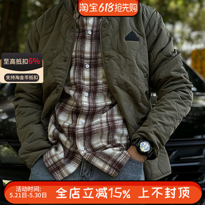 阿迪达斯男子薄款棉衣V领保暖防风宽松运动休闲棉服 JE8570