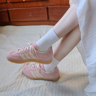 阿迪达斯三叶草Gazelle男女粉蓝色低帮休闲德训鞋 JS1413 T头板鞋
