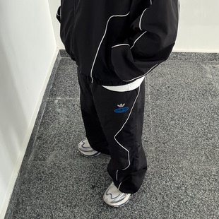 阿迪达斯三叶草王安宇同款男春新款机车服速干宽松运动长裤JM8039