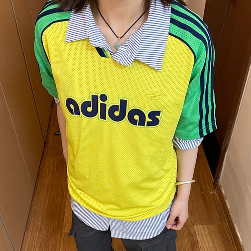 Adidas三叶草 运动休闲潮流复古网眼球衣短袖T恤 JD0812 JD0813