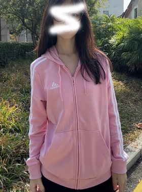 阿迪达斯正品W 3S FT FZ HD女士运动训练连帽针织外套HL2059