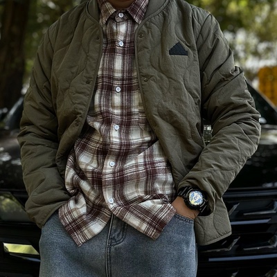 阿迪达斯男子薄款棉衣V领保暖防风宽松运动休闲棉服 JE8570