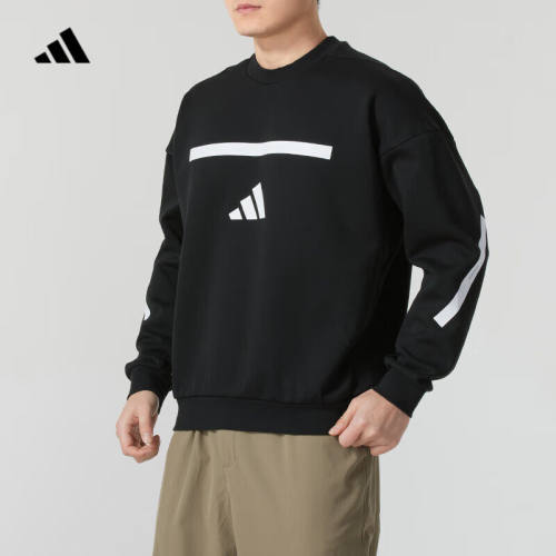 阿迪达斯男子正品ZNE针织运动休闲宽松卫衣圆领套头衫JD5982