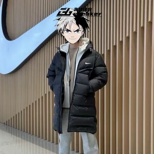 Nike/耐克冬季男士保暖中长款运动休闲连帽保暖羽绒服 HQ4185-010