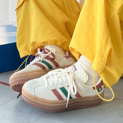 阿迪达斯三叶草GAZELLE女鞋复古厚底增高板鞋德训T头鞋IG3685