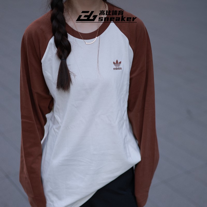 阿迪达斯三叶草女款复古拼色纯棉舒适宽松休闲长袖T恤 JM8049,运动服/休闲服装,运动T恤,淘宝优惠券,粉丝福利购,淘宝优惠卷
