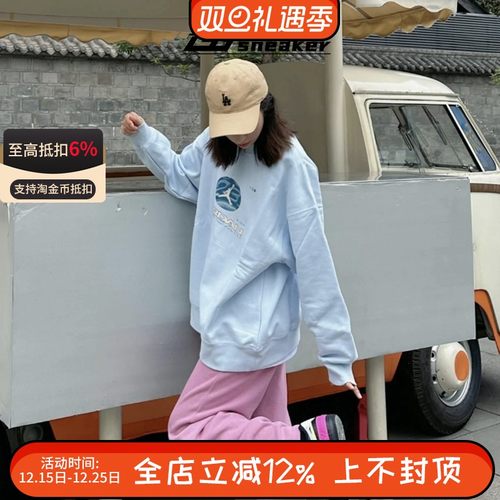 耐克NIKE女子JORDAN宽松针织加绒印花圆领套头卫衣FV4021-423