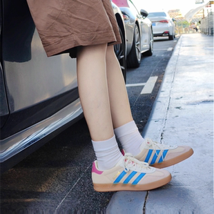 阿迪达斯三叶草Gazelle男女粉蓝色低帮休闲德训鞋T头板鞋JQ0010