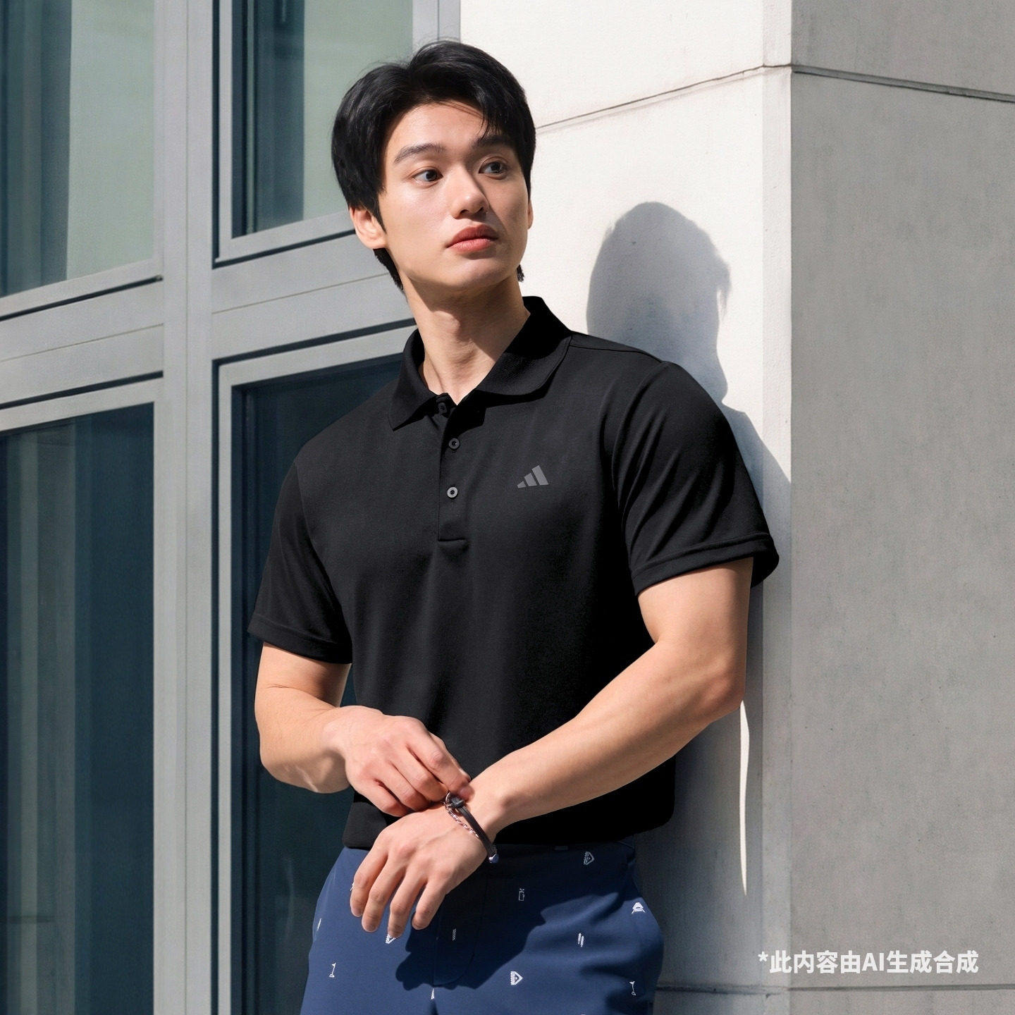 阿迪达斯男子高尔夫时尚速干翻领运动短袖POLO衫IN6418