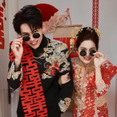 拍照道具婚礼结婚墨镜伴郎新娘伴娘晨拍新郎伴郎团接亲搞怪太阳镜