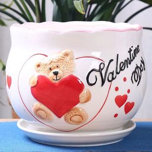 包邮 花盆陶瓷中等特大号清仓特价 带托盘家用绿萝多肉创意牡丹花盆