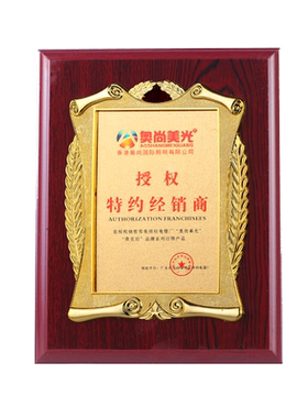 实木金箔奖牌定制定做木托授权牌木质荣誉牌公司代理牌匾铜牌奖杯
