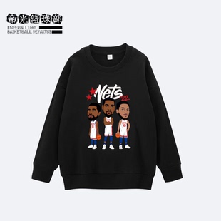 篮网欧文新赛季三巨头圆领卫衣男 美式杜兰特篮球运动训练服秋冬