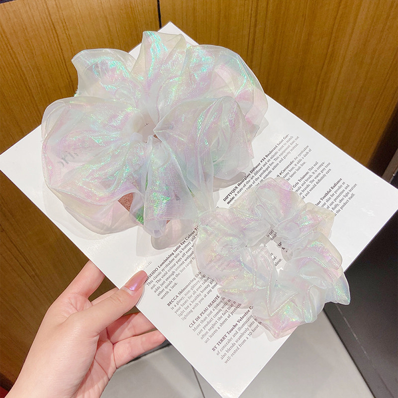 梦幻人鱼姬光泽网纱发圈超仙少女小清新发绳大肠圈发饰2020新款潮