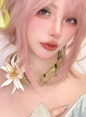 森系百合花绿色串珠项链女