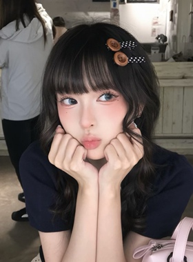 韩系纽扣波点刘海发夹女