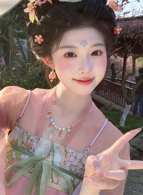 古风珍珠铃兰花项链女