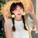 海边拍照夸张花朵耳环甜美清新编织太阳花耳钩波西米亚度假风耳饰
