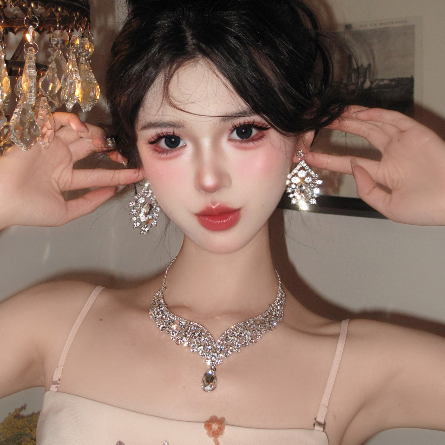 闪耀星河夸张闪钻水滴项链耳环奢华气质宴会礼服颈链新娘婚纱配饰,饰品/流行首饰/时尚饰品新,项链,淘宝优惠券,粉丝福利购,淘宝优惠卷