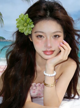 清冷感新中式复古绿色花朵发夹女侧边仿头饰头花古风汉服旗袍发饰