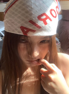 美式千禧辣妹头巾发带女复古红色字母y2k嘻哈小方巾高级配饰头饰