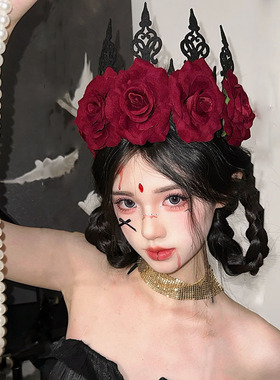 万圣节玫瑰花头纱皇冠