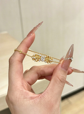 中古超闪金色鸢尾花手链