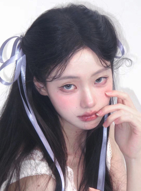 芭蕾少女紫色蝴蝶结飘带发夹氛围感双马尾绑发丝带甜美公主头发饰