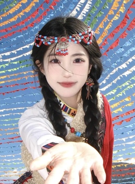 复古民族风红色串珠流苏眉心坠异域风藏族额头链云南丽江旅游发饰