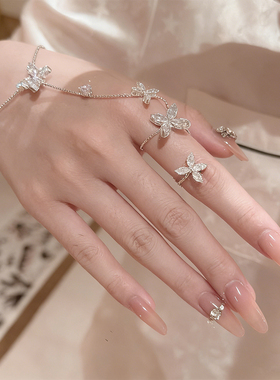 轻奢高级感超闪锆石蝴蝶戒指手链