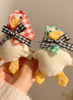 戴头巾的ducks~立体玩偶小鸭子发夹可爱少女心侧边鸭嘴夹发饰头饰