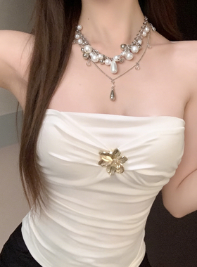 法式多层仿珍珠choker项链