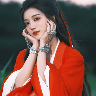 紫霞仙子同款手链超仙异域风复古镂空花朵铃铛手背链旅游拍照配饰