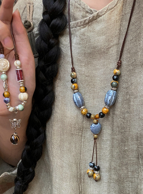 新中式复古陶瓷串珠项链女