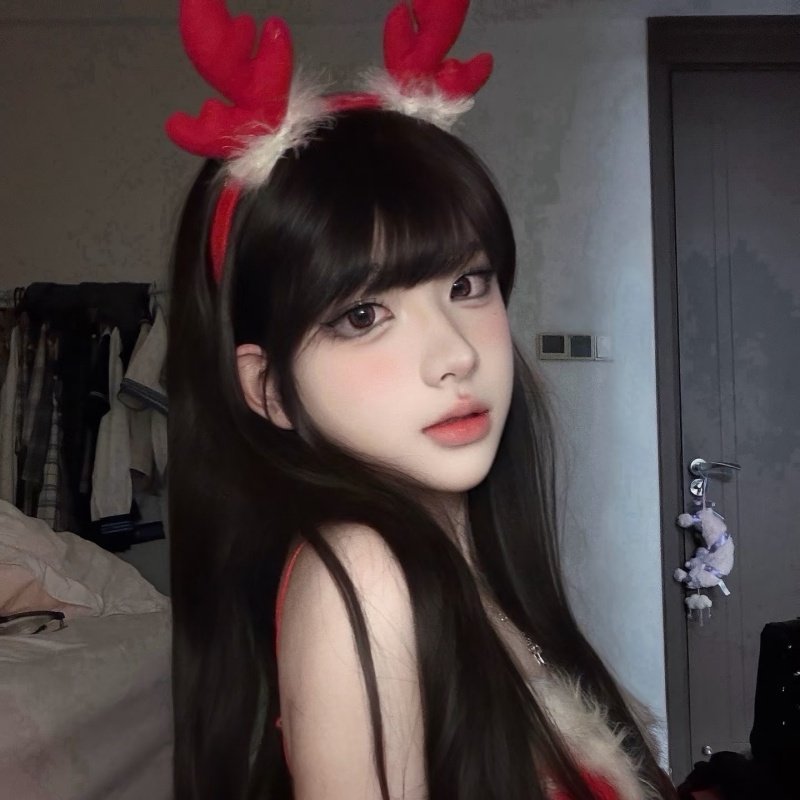 圣诞节聚会cos红色鹿角羽毛发箍