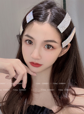 网红气质发饰水钻高光发夹大号BB夹韩国刘海边夹满钻顶夹碎发卡女