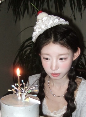 可爱生日蛋糕帽发夹女樱桃蕾丝小礼帽顶夹派对聚会氛围感拍照发饰