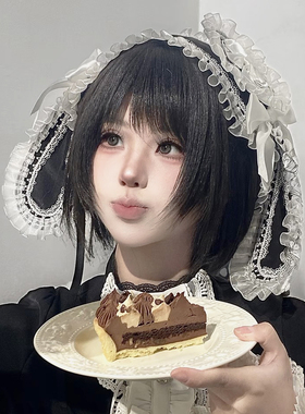 日系可爱蕾丝蝴蝶结垂耳兔发带女