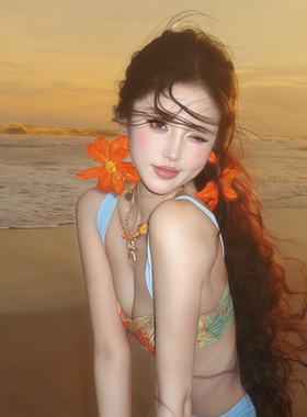 明媚感夸张橙色花朵耳钉波西米亚高级感耳环海边旅游度假风耳饰女