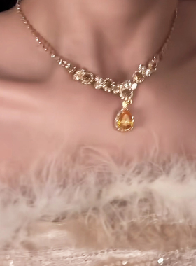 贵气感复古锆石水滴项链耳环女