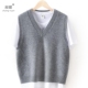 2025秋冬100%纯羊毛针织马甲女v领宽松无袖 羊绒毛衣背心叠穿外搭