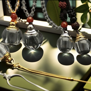 天然水晶圆珠形舍利子吊坠 百忍堂出品、结缘赠送舍利子