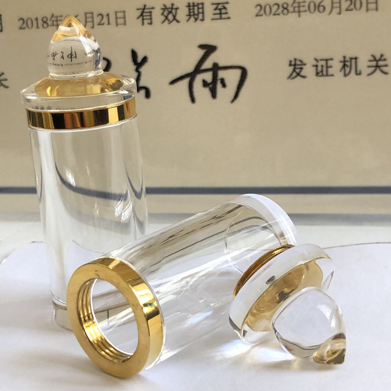 天然水晶直瓶 百忍堂出品百忍堂水晶張延铜监制结缘赠送舍利子