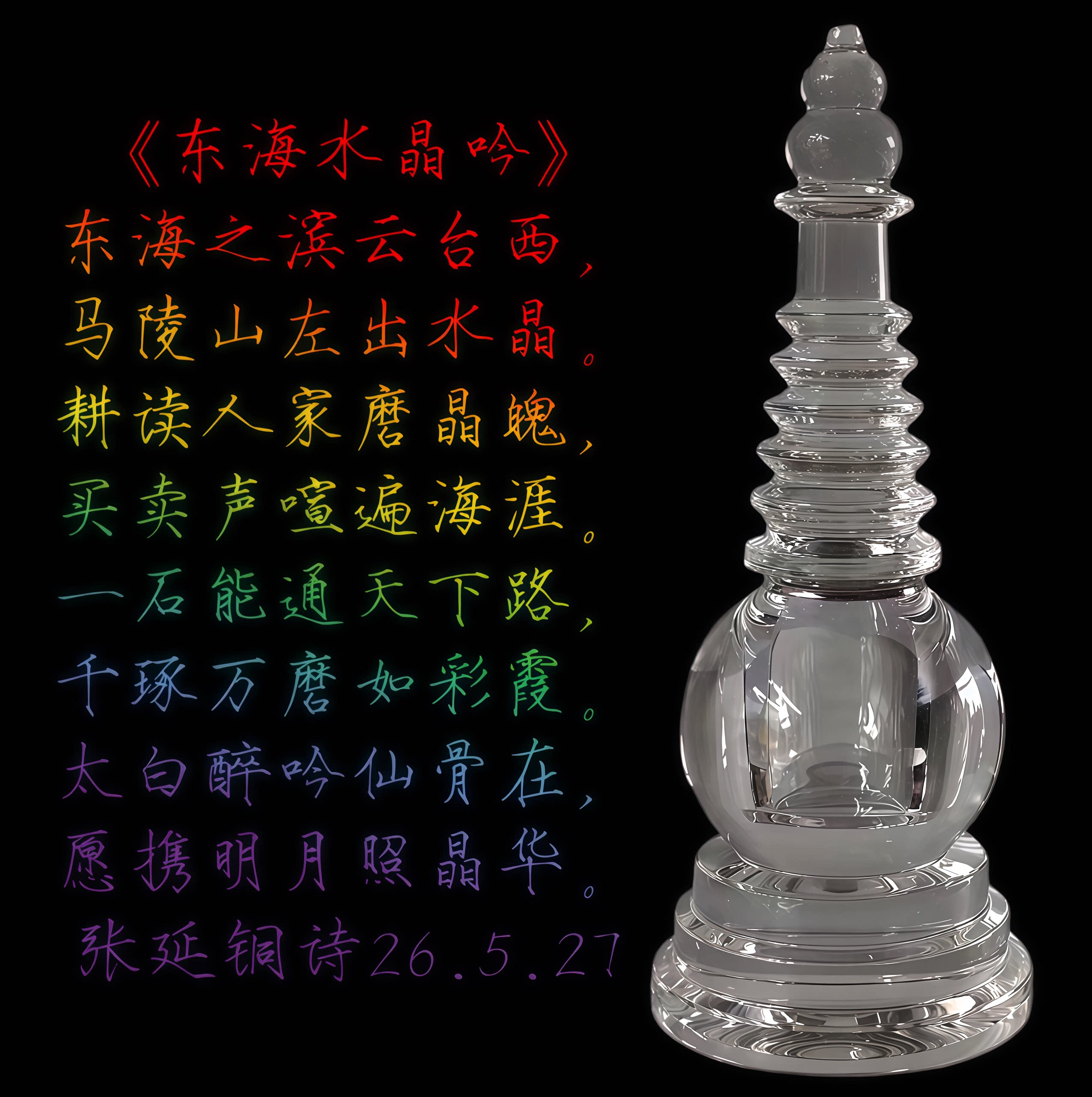 天然水晶小舍利塔百忍堂水晶張延铜监制关注原创工厂省钱省心
